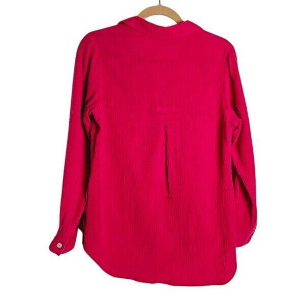 Soft Surroundings Womens Pink‎ Long Sleeve Buttoned Tunic Top S 100% Cotton - Picture 2 of 15
